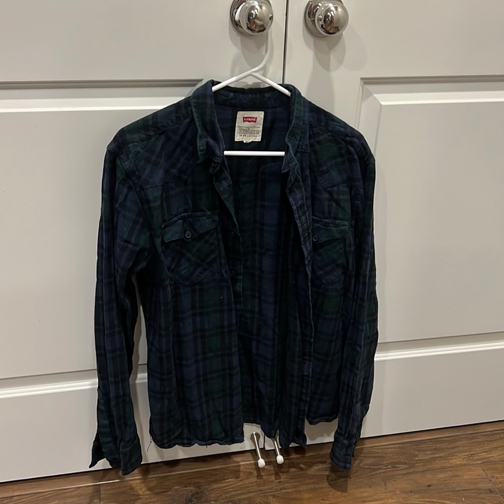 Levis Button Down Shirt Navy/Green L